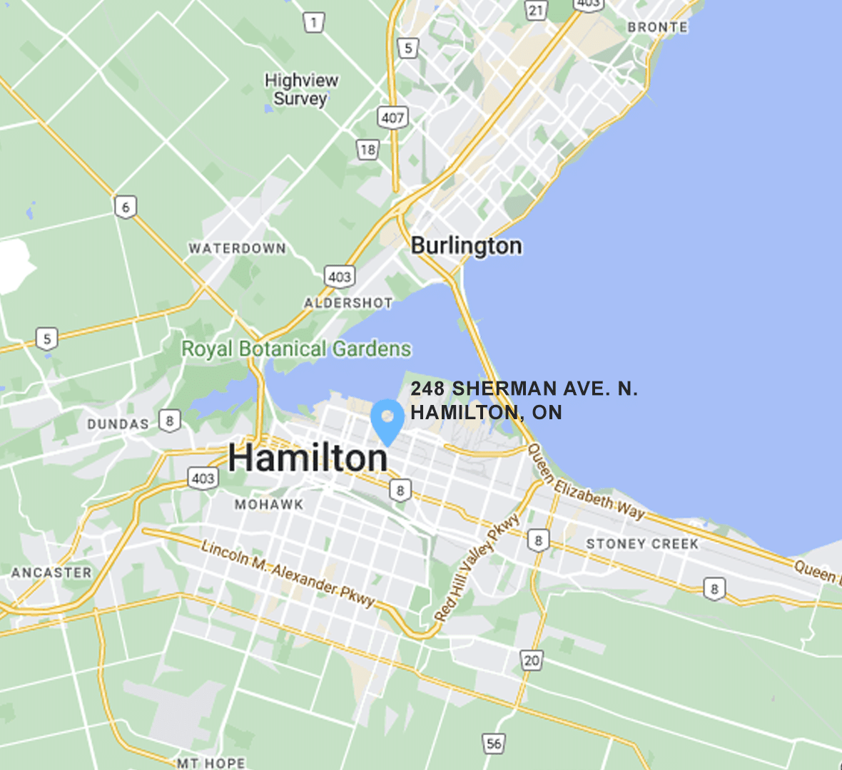 284 Sherman Ave N, Hamilton Map