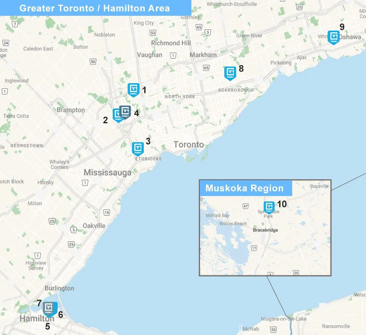 YORK1_FACILITIES-OVERVIEW_MAP_1.4 York1 map of facilities located in the GTHA