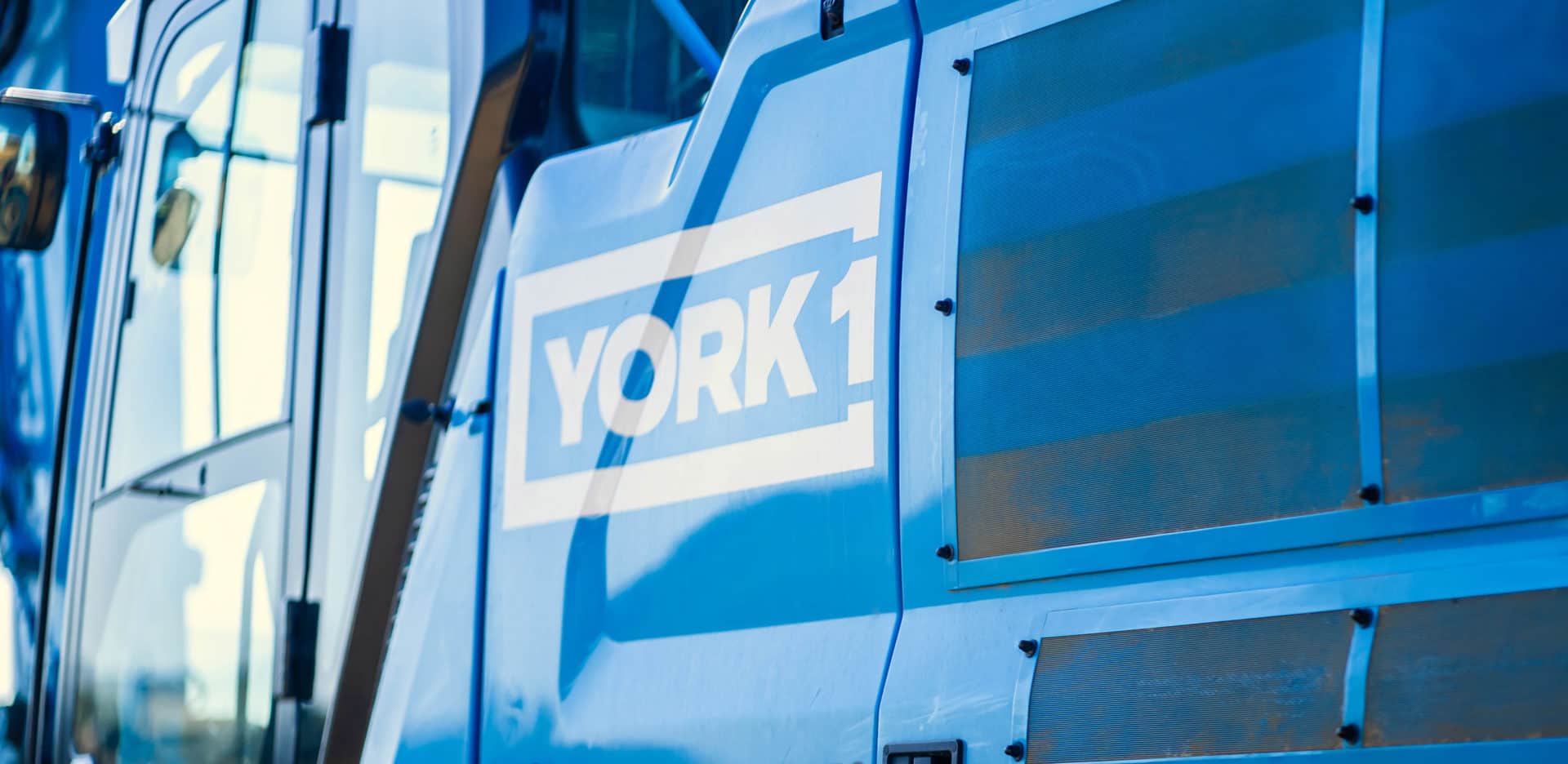 A close-up of the side of a York1 excavator.