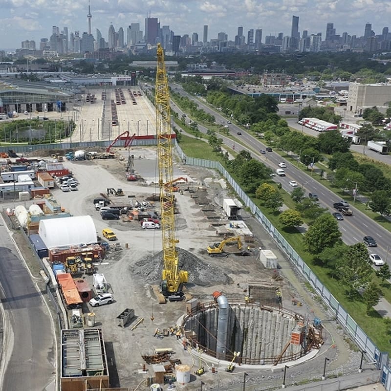 Aerial photo of the Coxwell underground project