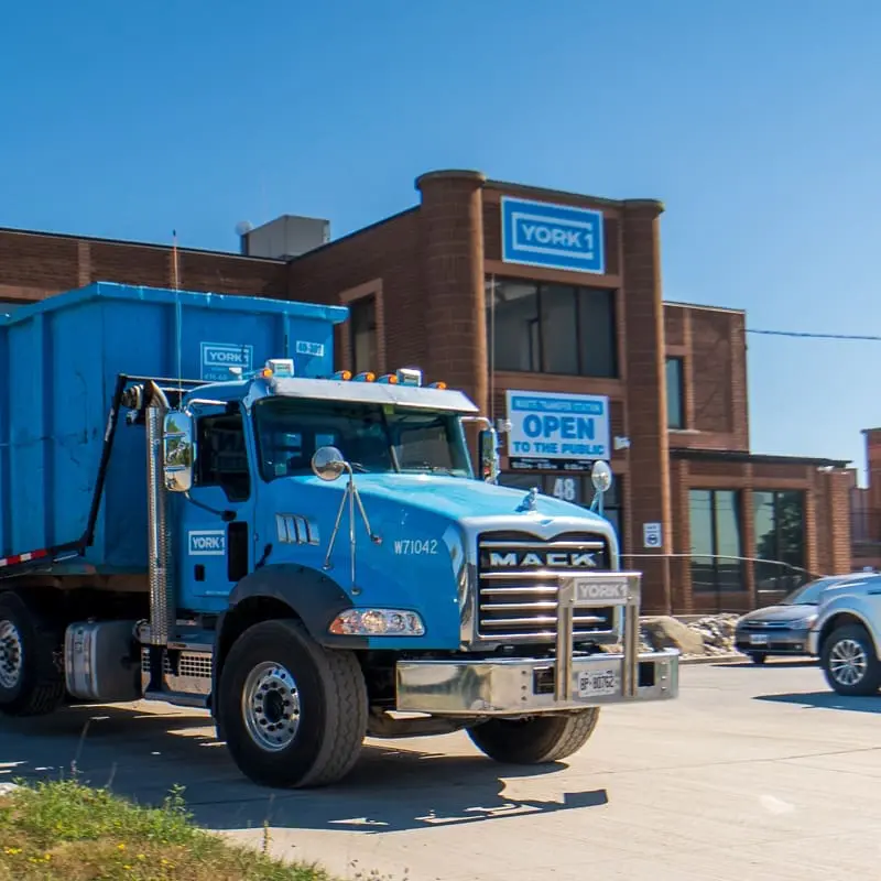 a YORK1 truck leaving the Millwick transfer station