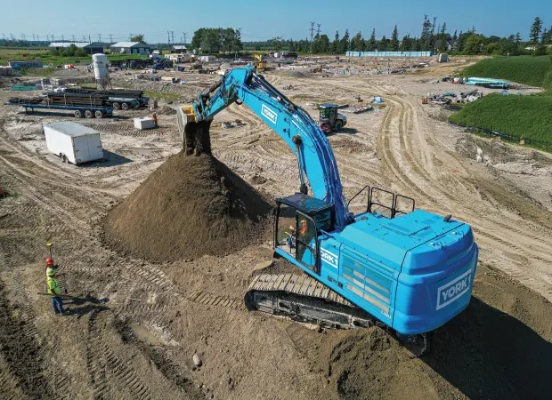 Blue Hydraulic Excavator